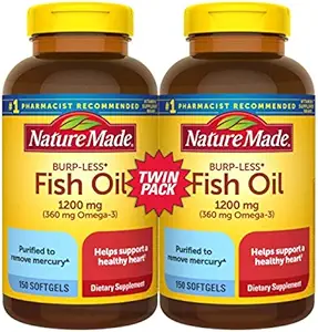 Rybí olej Burp- Less, 1200mg, 360mg Omega 3, 150ct