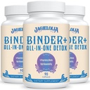 All- In- One Detox Binder Dodatek 1500 MG - Vysoká biologická dostupnost, Játra Gut Detox Čistota s aktivovaným Charcoal, Zeolite & Bentonit Clay pro toxiny, játra, stravitelné, 270 Vegan Kapsle