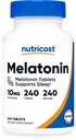 Nutricost Melatonin 10mg, 240 tablet - 10mg Per Serving, Non- GMO, bez glutenu