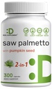 Saw Palmetto dodatek s dýňovým semenem, 300 Kapsle 124; Promotes Prostate Health PHARMAD 124; DHT Block PHARMAN 124; Vlasové růstové vitamíny, udržovat normální močení Frekvence