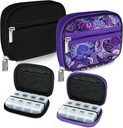 Serfeymi Týdenní cestovní pilulka Pořadatel Pill Pouzdro pro kabelku s odstranitelnou 7 den Pill Box, Módní Travel Medicine Pořadatel Pill Kontejner pro medicínu, Vitamin, dodatek - Black 01 + Purple 01