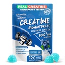 Creatine Monohydrát Gummies Komplex pro muže a ženy - 120 Gummies Advanced Formule, L- Taurin + Vitamin B12 pro svalovou sílu, budování svalů, Energy Boost, Předcvičení doplněk -Borůvka
