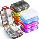Meekoo 8 Pcs Travel Pill Organizer Pocket Přenosný Pill Pouzdro Denní Kontejner Malé Kontejner Medicine Cestování s 10 Compartments for Purse Fish Oil Medicine (Multicolor)