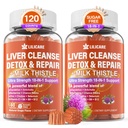Mléko Thistle Játra Detox Gummies, 18-IN-1 Játra vyčištění Detox & opravy dodatek s Berberine, Chicory Root, Turmeric, Artichod, Dandelion Root, Chanca Piedra, Vitamíny B6 B12-Cukr zdarma, Balení 2