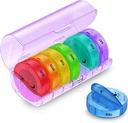 Sukuos Týdenní pilulkový pořadatel 7 den 2 krát denně, Velká denní krabička na Pill Easy to Open, AM PM Pill Case for Medicine / Vitamin / Rybí olej / doplňky (Purple)