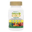 NaturesPlus Zdroj života Gold Multivitamin - 90 Vegetariánské kapsle - s Vitamíny D3, B12, K2 a více než 120 Celých potravin - Krev, Kost & Imunitní podpora - Lepidlo zdarma - 10 Služeb