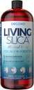 Living Silica kolagen Booster tekuté 124; Vegan kolagen zvyšující nápoj 124; Podporuje zdravé kolagen a elastin produkce pro kloubní a kostní podporu, zářící kůže, silné vlasy a nehty.