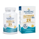 Nordic Naturals Ultimate Omega 2X s vitamínem D3, Lemon Flavor - 60 Soft Gels - 2150 mg Omega33 + 1000 IU D3 - EPA & DHA - Mozek, srdce, a imunitní zdraví - 30 Služeb