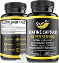 Mikronizované monohydrát kreatinu Kapsle, 5000 mg per Serving, prospěšné pro růst svalů, energetický nárůst, Creatine pilulky vhodné pro muže a ženy, Non- GMO, gluten zdarma, 180 Kapsle