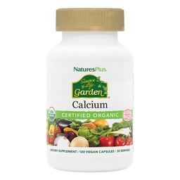 NaturesPlus Source of Life Garden Certified Organic Calcium with AlgaeCal - 1000 mg, 120 Vegan Kapsle - Plant- Based Bone Health Supplement - Vegetarian, gluten- Free - 30 Služeb