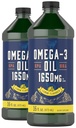 Carlyle Omega 3 Fish Oil Liquid CLAS124; 1650mg CLAS124; 32 fl oz (2 x 16oz Bottles) CLAS124; Lemon Flavor CLAS124; Non-GMO & Gluten zdarma