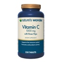 Přírodní zázrak Vitamin C 1000 mg s Rose Hips tablety pro imunitní zdraví, 250 Servings, 250 počet