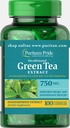Puritan 's Pride Decaffeinated Green Tea Standardizovaný extrakt 750 mg -100 Kapsle