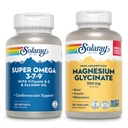 SOLARAY Super Omega 3, 7, 9 a Glycinát hořečnatý Bundle - esenciální mastné kyseliny a chelatovaný magnesium- Gisglycinát pro zdravé srdce, kosti a relaxační podporu - 120 Softgels, 275 VegCaps