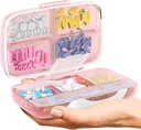 Travel Pill Organizátor - Vzduchotěsná medicína Pouzdro pro cestování Přenosné lékárny Box s etiketami Vitamin Container 8 Kompletní dodatek Držák léků Velká kapacita Denní (růžová)