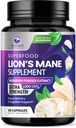 Lví hříva Houba Kapsle 10,000mg - Lví hříva doplněk Kapsle pro paměť a Focus Support, Mozek, Imunitní podpora zdraví, Vegan, Lahve v USA, Lví hříva Houba prášek extrakt, 60 Počet