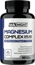 Komplex hořčíku, 210 mg Elemental Magnesium, Glycinát, Citrát & Malate, Non- GMO, Max Absorpce, Svalovina, Mood, Energie, 90 Veganových tobolek