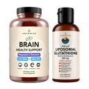 AMANDEAN Premium Brain Health Dodatek & Liposomální Glutathione Bundle. Triple Formule s Magnesium L- Threonát, USA- Grown Organic Lion 's Mane 6: 1 Extract, a Alpha- GPC. Podpora Cotning, Focus &