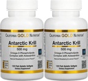 California Gold Nutrition Antarctic Krill Oil, Ultra- High Omega-3 s astaxanthin, přírodní jahoda & Lemon Flavor, non GMO, gluten zdarma, 500 mg, 120 Fish Gelatin Softgels, 2 balení