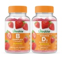 Lifeable B Complex + Vitamin D 10000 IU, Gummies Bundle - Velký přípitek, vitamin dodatek, gluten zdarma, GMO zdarma, Žvýkací
