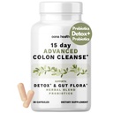 15 Day Advanced Colon Cleanse, Probiotika & Přírodní Byliny, Podporuje Detox & Gut Flora pro ženy & Muži, s Cascara Sagrada, Psyllium Husk & Senna Leaf, 30 Kapsle 1-2 Denní 124; 15 Den Čistota