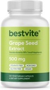 BESTVITE Grape Seed Extract 500mg (120 Vegetariánských kapslí) - No Stearates - Standardizované na 95% polyfenoly