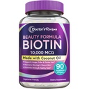 Lékařské recepty Biotin 10,000 mcg, růst vlasů, Zdravá kůže & hřebíky, Energetický metabolismus, Vegetarian- Friendly Biottin, s kokosovým olejem, Non- GMO, 3 Měsíční dodávky, 90 Vegetariánské tanga