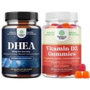 Svazek DHEA dodatek pro rovnováhu hormonů, stabilita nálad, funkce mozku - Dehydroepiandrosteron a vitamín D3 Gummies pro denní wellness s 2000IU per Serving Bone Muscle & Imunitation Support