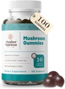 Houbový dodatek Gummies- Pure Extract Multi Houbový doplněk - Chaga, Reishi, Cordyceps & Lion 's Mane - 50 Day Supply Chewable Gummies (100 ks)