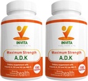 INVITA ADK - Vitamíny A1, Vitamin D3 5000 IU & K2 MK7 Supplementary - Lékařská automatizovaná podpora kostního a imunitního systému - Gluten Free, Non- GMO - 180 Vegetariánských kapslí pro muže a ženy