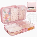 Týdenní porce pořadatel s etiketami, 8 Compartments Travel Daily Pill Pouzdro vzduchotěsné Moistureproof Velké Pill Box držet vitaminy, rybí olej, doplňky, bavlněné swab a bandages- růžové
