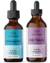 HERBAMAMA Herbal Liquid Drops Kit - Bundle of Ashwagandha Root Tincture 2 fl oz & Milk Thistle Extract 4 fl oz - Vegan, Non- GMO, Sugar & Alcohol- Free - 2 Pack