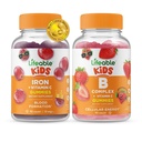 Živé železo a vitamín C Děti + B Komplexní děti, Gummies Bundle - Velký přípitek, doplněk vitamínu, gluten zdarma, GMO zdarma, Žvýkací žlab