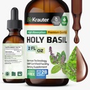 BIO KRAUTER Svatá bazalka Tinktura - Tulsi Powder Liquid Extract - Podporuje Calmness and Relaxation - Ursolic Acid Dodatek - Alkohol a cukr zdarma - Vegan Drops 2 Fl.Oz.