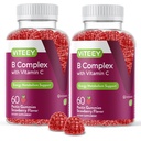 Viteey Vitamin B Complex Gummies with Vitamin C - Energy, Metabolismus & Imunitary Support - B6, B12, Niacin, kyselina listová, biotin, vápník - Vegan, gluten- Free - 120 Počet