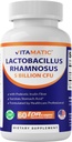 Vitamatic Lactobacillus Rhamnosus 5 miliard per DR kapsle (10 miliard per 2 kapsle) - 60 Počet - Pokročilá stravitelná a imunitní podpora - Vyrobeno s prebiotickým inulinovým fiberem