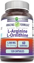 Amazing Applicas L- Arginin / L- Ornithin 1500 Mg Per Serving, Kapsle 124; Non- GMO CARL 124; Gluten Free Appendix 124; Amino Acid Supplement (120 Počet)