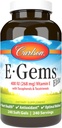 Carlson - E- Gems Elite, 400 IU vitaminu E s tokoferoly a tokotrienoly, vitamín E Kapsle, Srdce Zdraví a Optimální Wellness, Antioxidant, Vitamin E dodatek, 240 Softgels