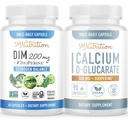 Vápník D- glukarát s 200mg DIM doplněk pro zlepšení rovnováhy estrogenu pro ženy 124; Vegan gluten zdarma doplněk CDG pro ženy (90 Služeb) s Diindolylmethan kapsle (60 Služeb)