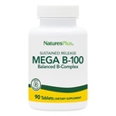 Natures Plus Mega B-100 Komplex - 90 Setrvalá verze Vegetariánské tablety - Energy & Brain Booster - Gluten Free - 90 Služeb