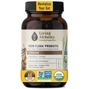 Vaše Flora Probiotická Terrain - Non- GMO Probiotika s fermentovanou sóji, Aloe Vera, & Slippery Elm pro Gut Balance & Digestion - Prebiotika, Postbiotika, Digestivní Enzymy - Living Alchemy, 60 Pcs