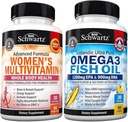 Denní multivitamin pro ženy Kapsle (1 měsíční zásoba) Plus trojitá síla Omega 3 Fish Oil Softgels (1 měsíční zásoba)