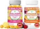 Lunakai kolagen a vitamín E Gummies Bundle - Non- GMO proti stárnutí doplňky pro muže a ženy - Přírodní žvejka s vitaminem C & 250 mg přírodní VIT E