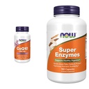 Nyní doplňky, CoQ10 (Coenzym Q10) 200 mg, Kardiovaskulární zdraví *, 60 Veg Kapsle & doplňky, Super Enzymy, s Bromelain, Ox Bile, Pankreatin a Papain, 180 Kapsle