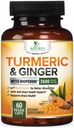Kurkumin dodatek 2600mg - s organickým zázvorem a kurkumou, BioPerine Black Pepper Extract 95% Kurkuminoidy - Advanced Absorption Joint & Antioxidant Extra Strength Support - 60 Kapsle