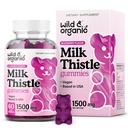 Wild & Organic Milk Thistle Gummies 1500 mg - Doplněk pro mléko Thistle pro Detox očištění od jater - Silymarin Jaterní Detox Gummies - 30 dní dodávky - 60 Vegan, Non- GMO Žvýkačky