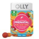 OLLY Essential Prenatal Gummy Multivitamin, kyselina listová, vitamín D, Omega 3 DHA, podporuje zdravý růst a vývoj mozku, Citrus Berry - 84 Počet