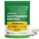 Doplněk NAD, 900mg - Liposomální nikotinamid Doplněk s Resveratrol podporuje svaly, mozek, buněčná energie - NMN doplněk Alternativa pro muže a ženy, 80 Kapsle (Balení po 1)