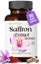Saffron doplňky 88.5MG GUL 124; 90 Vegan Kapsle, Happy Saffron Extract for Mood Energy Eye Focus Support for Women & Men, 100% čisté ingredience, Made in USA, Non- GMO & Gluten- Free