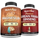 Nutriční Premium Magnesium L- Threonát & Panax Ginseng Supplement Bundle: High- Absorpce Magnesium Threonát a Red Ginseng Supplement Pair for Brain, Mood, & Vitality